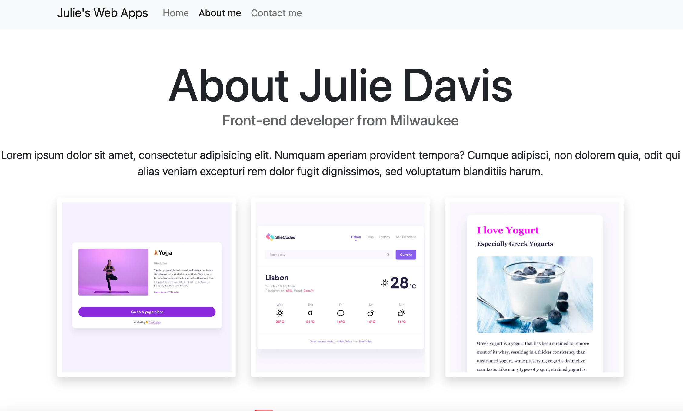 Julie Davis j.Dev Portfolio Template